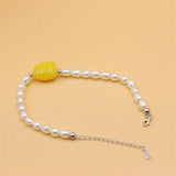 925 Silver Freshwater Pearl Heart Amber Bracelet