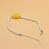 925 Silver Freshwater Pearl Heart Amber Bracelet