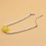 925 Silver Freshwater Pearl Heart Amber Bracelet