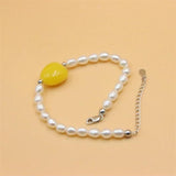 925 Silver Freshwater Pearl Heart Amber Bracelet