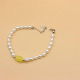 925 Sterling Silver Pearl Amber Bracelet for Women
