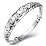 925 Silver Women Wedding Bracelet Animal Fish Cuff Bangle Gift