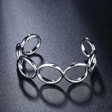 925 Sterling Silver Circle Bracelet Bangle Retro Wedding Jewelry