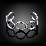 925 Sterling Silver Circle Bracelet Bangle Retro Wedding Jewelry