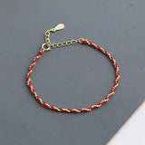 925 Sterling Silver Red Rope Bracelet for Women