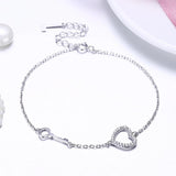 925 Silver Key Bracelet Heart Chain Gift