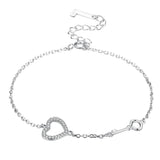 925 Silver Key Bracelet Heart Chain Gift