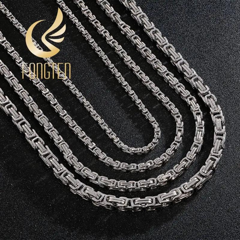 Men's Stainless Steel Choker Long Necklace Byzantine Box Chain
