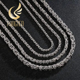 Men's Stainless Steel Choker Long Necklace Byzantine Box Chain