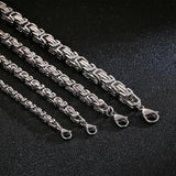 Men's Stainless Steel Choker Long Necklace Byzantine Box Chain