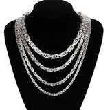 Men's Stainless Steel Choker Long Necklace Byzantine Box Chain