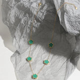 Green Flower Charm Necklace Acrylic Jewelry Gift for Women