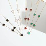Green Flower Charm Necklace Acrylic Jewelry Gift for Women