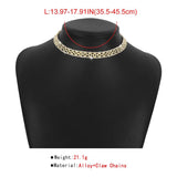 Geometric Rhinestone Square Chain Necklace for Women Vintage Crystal