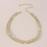 Geometric Rhinestone Square Chain Necklace for Women Vintage Crystal