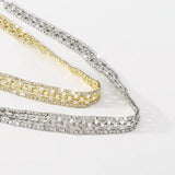 Geometric Rhinestone Square Chain Necklace for Women Vintage Crystal