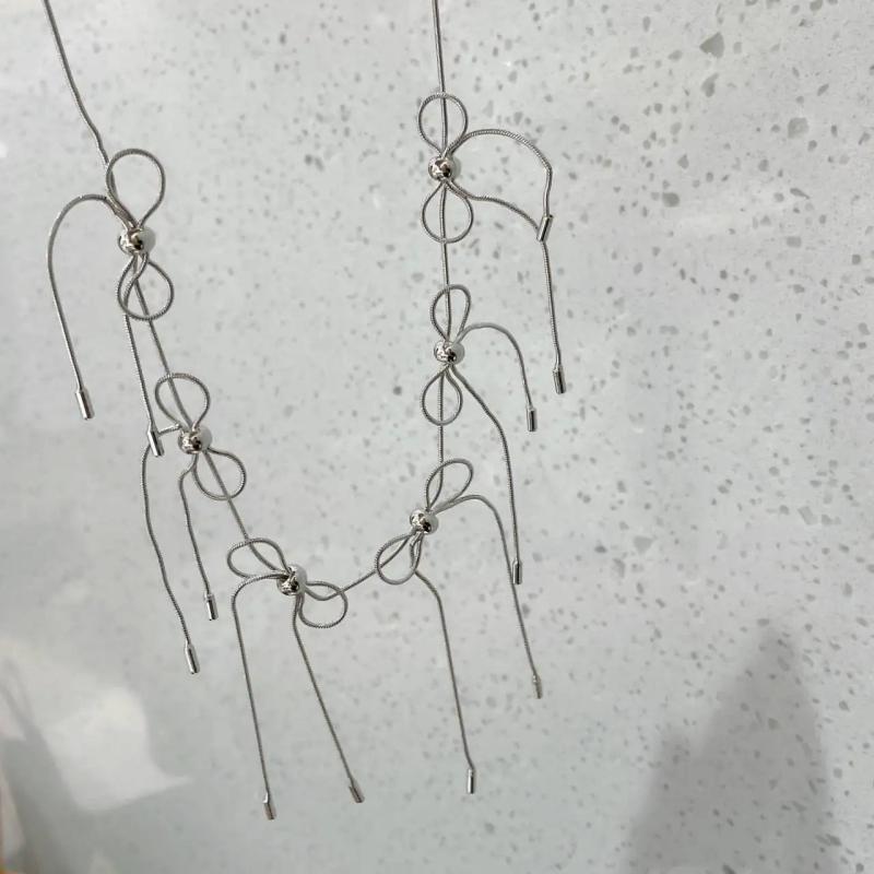 Sweet Metal Bowknot Necklaces Short Clavicle Chains Choker