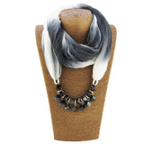 Ethnic Beads Choker Necklace with Silk Scarf, Bohemian Jewelry