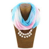 Ethnic Beads Choker Necklace with Silk Scarf, Bohemian Jewelry