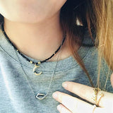 Beaded Necklace Moon Pendant Choker Women Multicolor
