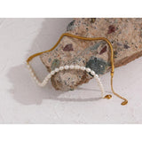 316L Stainless Steel Pearl Chain Necklace 18k Plated Collar Golden