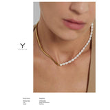 316L Stainless Steel Pearl Chain Necklace 18k Plated Collar Golden