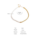 316L Stainless Steel Pearl Chain Necklace 18k Plated Collar Golden