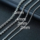 2-5mm Rope Chain Necklace for Men Women, Twisted Singapore Links Choker