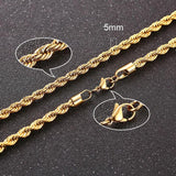 2-5mm Rope Chain Necklace for Men Women, Twisted Singapore Links Choker