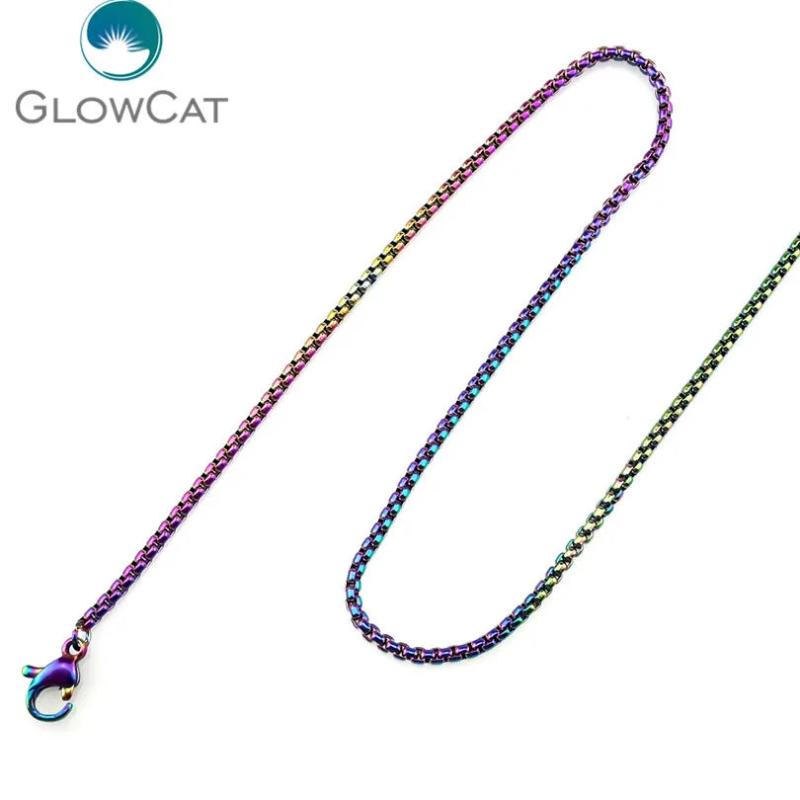 5pcs Rainbow Stainless Steel Chain Necklace Link Jewelry Making