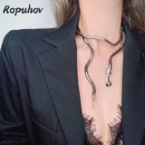 Ropuhov Snake Exaggerated Winding Neck Chain Metal Necklace