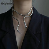 Ropuhov Snake Exaggerated Winding Neck Chain Metal Necklace