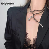 Ropuhov Snake Exaggerated Winding Neck Chain Metal Necklace