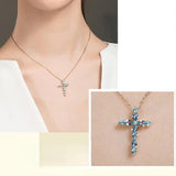 Natural Gem Cross Pendant Necklace Gift for Her