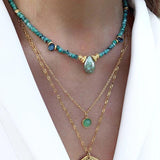 Vintage Water Drop Stone Pendant Necklace Ethnic Style Neck Accessories