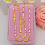 3mm Hearts Link Chain Necklace for Women - 24K Yellow Choker Necklace