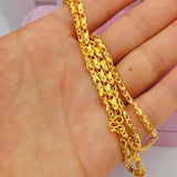 3mm Hearts Link Chain Necklace for Women - 24K Yellow Choker Necklace