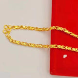3mm Hearts Link Chain Necklace for Women - 24K Yellow Choker Necklace