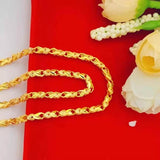 3mm Hearts Link Chain Necklace for Women - 24K Yellow Choker Necklace