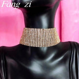 Shining Rhinestone Necklace Women's Adjustable Crystal Necklace