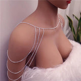 Rhinestone Bridal Shoulder Chain Necklace Wedding Statement Jewelry