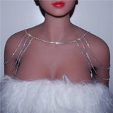 Rhinestone Bridal Shoulder Chain Necklace Wedding Statement Jewelry