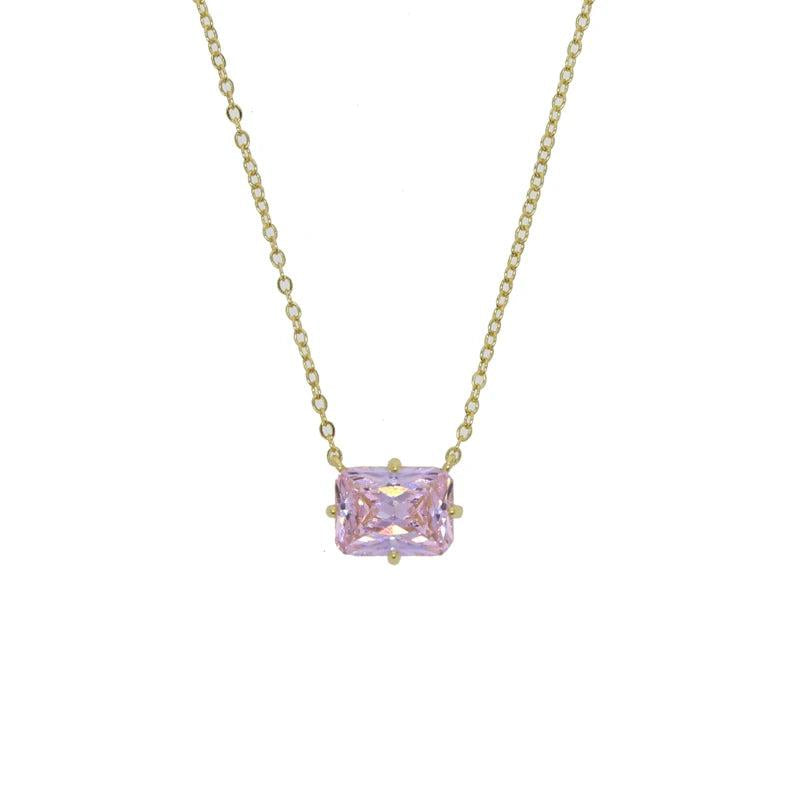 Colorful Cubic Zirconia Geometric Necklace