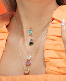 Colorful Cubic Zirconia Geometric Necklace