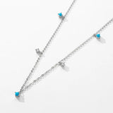 925 Silver Turquoise Link Chain Necklace for Women Party