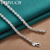 925 Silver Bamboo Chain Charm Necklace For Wedding Party