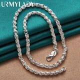 925 Silver Bamboo Chain Charm Necklace For Wedding Party