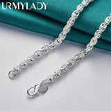 925 Silver Bamboo Chain Charm Necklace For Wedding Party