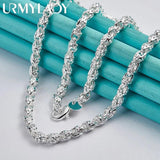925 Silver Bamboo Chain Charm Necklace For Wedding Party