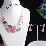 Gray Shell Geometric Circle Choker Necklace for Women